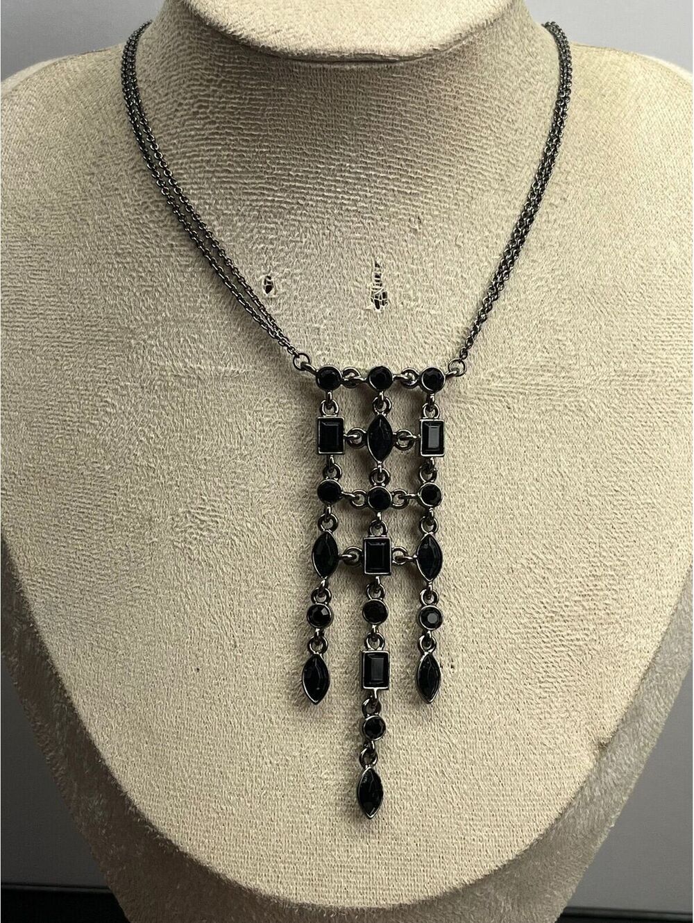 #68 Vintage Ann Klein Victorian Style Chandelier Necklace 18-22”